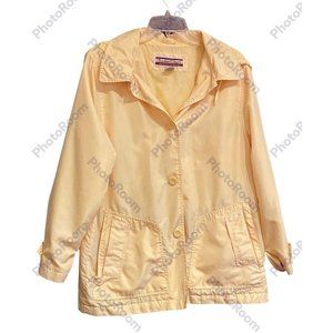 Tudor Court Yellow Windbreaker Rain Jacket Pockets Button Front Removable Hood